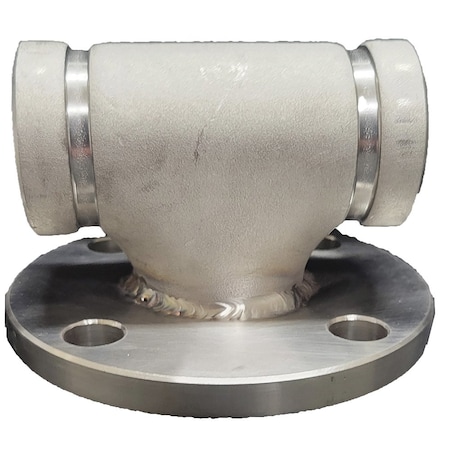 Industrial Choice Groove by Groove by 1/2in Flange Tee Sch 10 SS316 4 inch GVF1/2-T-4-G-G-FL-S10S6